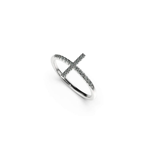 Gesegnet | 925er Sterlingsilber | CZ-Diamant-Kreuzring